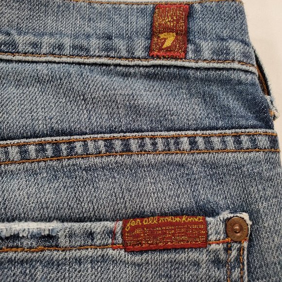 7 For All Mankind Jeans Boy Cut Womens Sz 29 Blue Denim Low Rise Bootcut USA VTG - Picture 9 of 16
